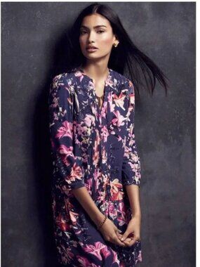 Anthropologie Maeve Caravane Floral Drop Waist Dress Medium